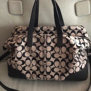 Large Black and Tan Coach Handbag